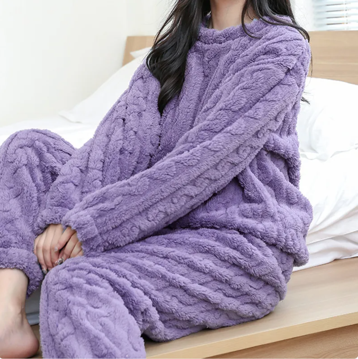 Coral Velvet Winter Pajama Set