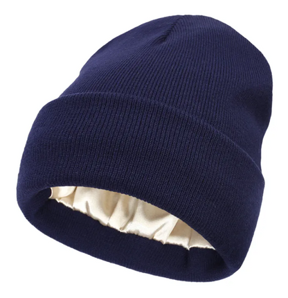 Satin-Lined Cozy Knit Beanie