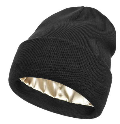 Satin-Lined Cozy Knit Beanie