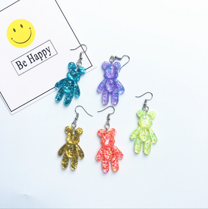 Glitter Gummy Bear Drop Earrings