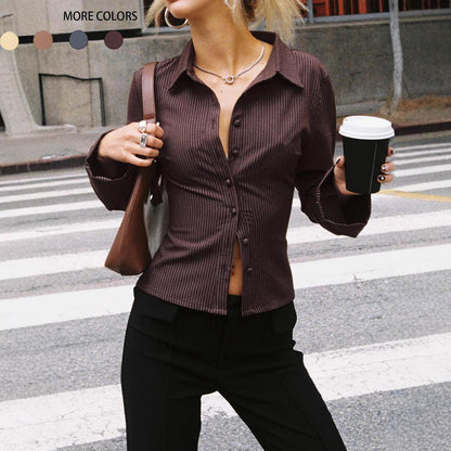 Ribbed Button-Up Knit Shirt