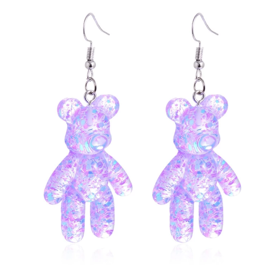 Glitter Gummy Bear Drop Earrings
