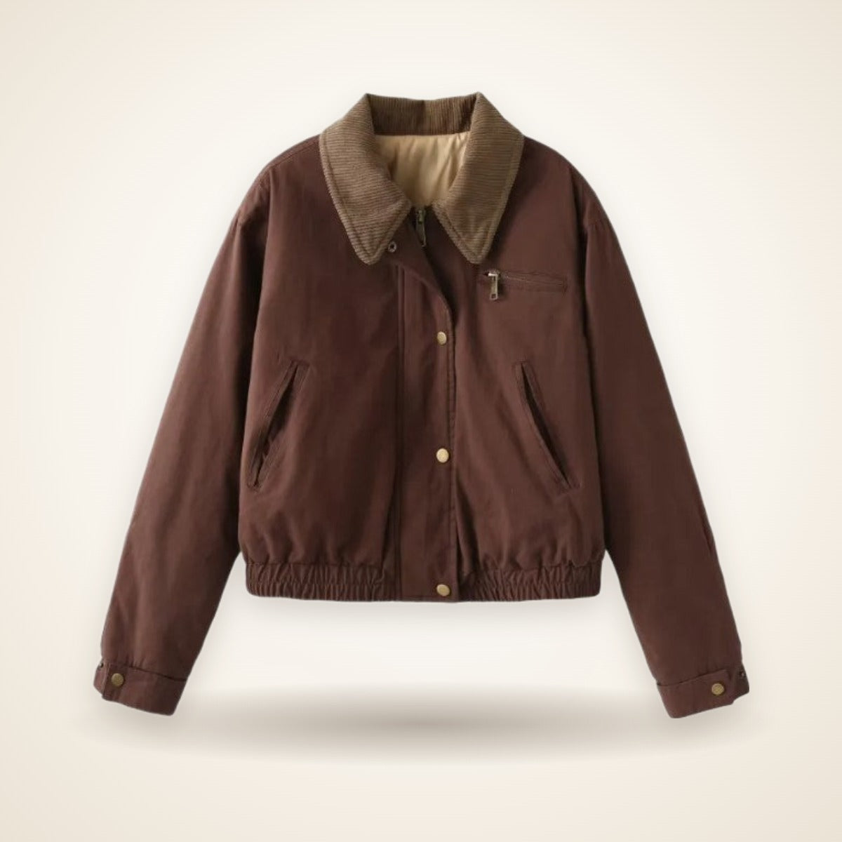 Contrast-collar puffer jacket