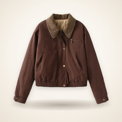 Contrast-collar puffer jacket