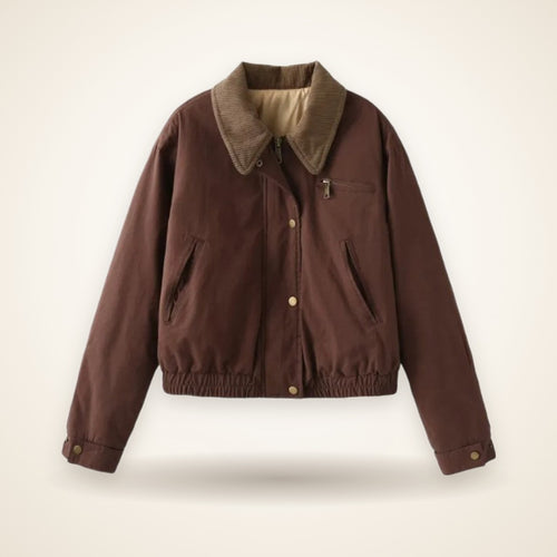 Contrast-collar puffer jacket